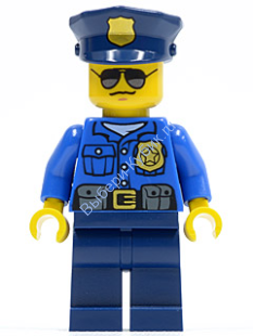 Минифигурка Лего Сити - Police - City Officer, Gold Badge, Police Hat, Sunglasses