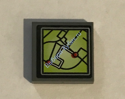 Деталь Лего Плитка 2 х 2 С Рисунком "Навигатор" Цвет Темно-Серый