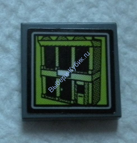 Деталь Лего Плитка 2 х 2 С Декором "Монитор С Изображением Здания" Цвет Темно-Серый