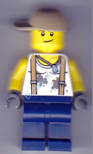 City Jungle Engineer - White Shirt with Suspenders and Dirt Stains, Dark Blue Legs, Dark Tan Cap with Hole, Smirk (60161)