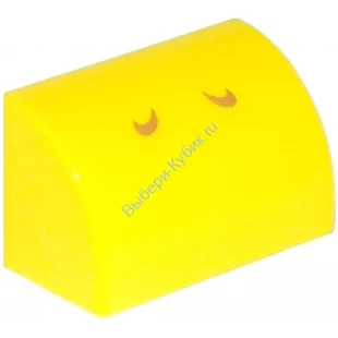 Деталь Лего Кубик Модифицированный 1 х 2 х 1 Без Штырьков С Закругленным Верхом С Рисунком Цвет Желтый