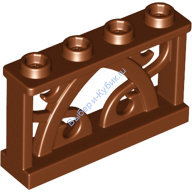 Деталь Лего Забор 1 х 4 х 2 Декоративный С 4 Штырьками Цвет Коричневый