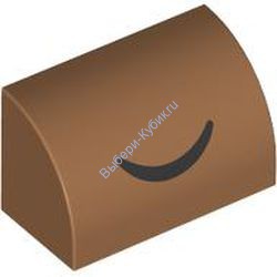 Деталь Лего Кубик Модифицированный 1 х 2 х 1 Без Штырьков С Закругленным Верхом С Рисунком Цвет Карамельный