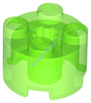 Деталь Лего Кубик Круглый 2 х 2 С Отверстием Под Ось Цвет Прозрачно-Ярко-Зеленый