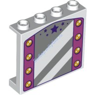 Деталь Лего Панель 1 х 4 х 3 С Боковыми Усилителями - Полые Штырьки С Рисунком Цвет Белый