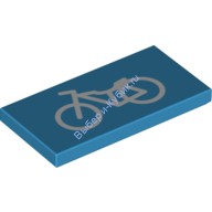 Деталь Лего Плитка 2 х 4 С Рисунком Дорожный Знак Цвет Темно-Лазурный