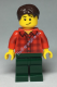 Man with Red Flannel Shirt, Dark Green Pants and, Dark Brown Hair
