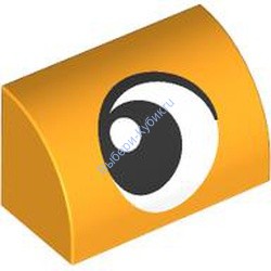 Деталь Лего Кубик Модифицированный 1 х 2 х 1 Без Штырьков С Закругленным Верхом С Рисунком Цвет Ярко-Светло-Оранжевый