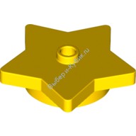 Деталь Лего Пластина Круглая 4 x 4 x 2/3 Со Звездой И 1 Открытой Шпилькой Цвет Желтый
