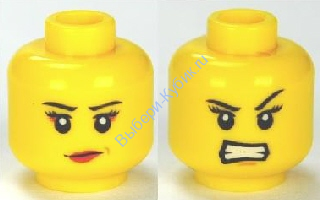 Деталь Лего Голова Минифигурки Двусторонняя Цвет Желтый