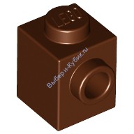 Деталь Лего Кубик Модифицированный 1 х 1 С Штырьком На 1 Стороне Цвет Коричневый