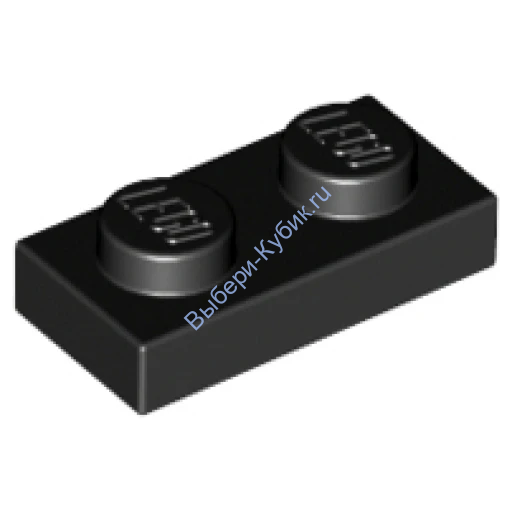 Деталь Лего Пластина 1 х 2 Цвет Черный