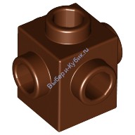 Деталь Лего Кубик Модифицированный 1 х 1 С Штырьками С 4 Сторон Цвет Коричневый