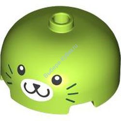 Деталь Лего Кубик Круглый 3 x 3 x 1 1/3 Верх Купола - Пустотелый Штырек С Рисунком Цвет Лайм