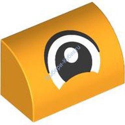 Деталь Лего Кубик Модифицированный 1 х 2 х 1 Без Штырьков С Закругленным Верхом С Рисунком Цвет Ярко-Светло-Оранжевый