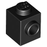 Кубик Модифицированный 1 х 1 С Штырьком На 1 Стороне, Цвет: Черный