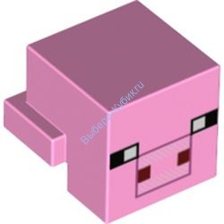 Деталь Лего Голова Свиньи Майнкрафт Цвет Ярко-Розовый