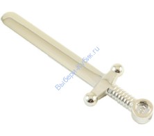 Деталь Лего Большой Меч Круглый (44493 / 71014) Цвет Хромированный Золотой