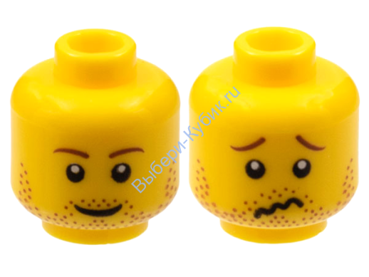 Деталь Лего Голова Минифигурки Двусторонняя Цвет Желтый
