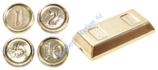 Деталь Лего Набор Монет 12510 и Слиток Цвет Хромированный Золотой