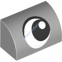 Деталь Лего Кубик Модифицированный 1 х 2 х 1 Без Штырьков С Закругленным Верхом С Рисунком Цвет Светло-Серый