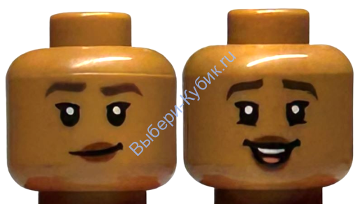 Деталь Лего Голова Минифигурки Двухсторонняя Цвет Карамельный