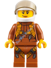 City Jungle Helicopter Pilot Female - Dark Orange Jumpsuit, Dark Orange Legs with Straps, White Helmet, Trans-Black Visor, Peach Lips