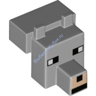 Деталь Лего Голова Волка Пиксельная Майнкрафт Цвет: Светло-Серый