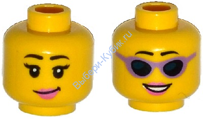 Деталь Лего Голова Минифигурки Двусторонняя Женская Цвет Желтый